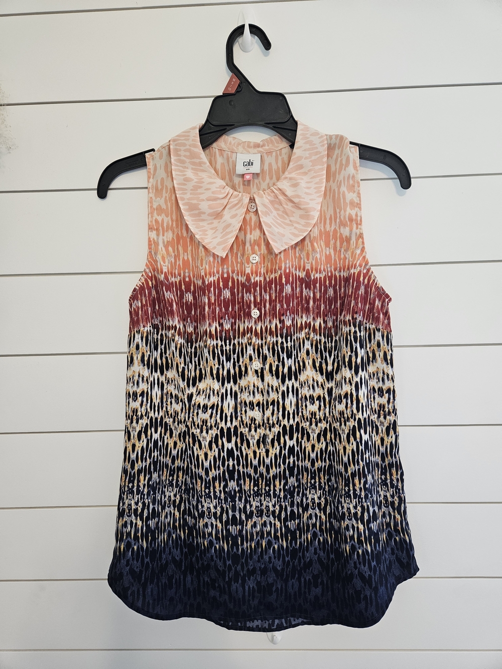 CAbi Peach to Navy Gradient Animal Print Sleeveless Top